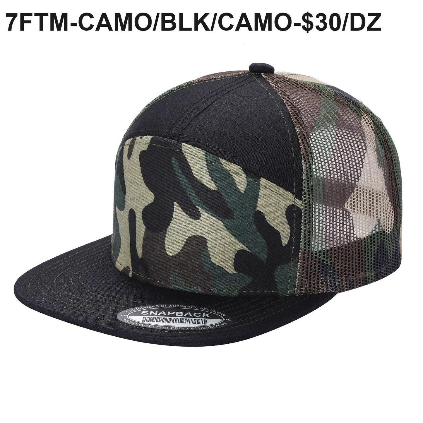 7panel Flatbill Trucker Mesh Snapback Blank Hats 7ftm | Burzip Inc