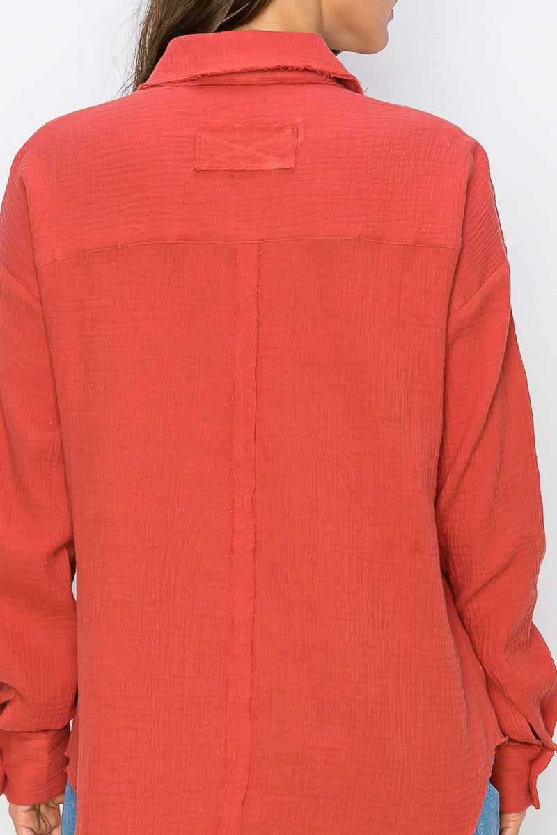 WT0039 PK4 Oversized Button Up Shirt | Burzip Inc #WT0039-PK4