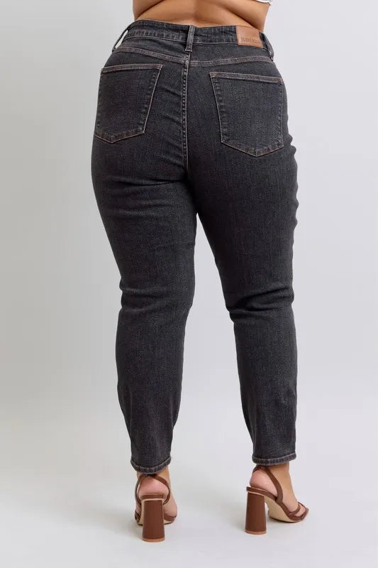 Judy Blue Full Size Mid Rise Tummy Control Slim Jeans Plus Size