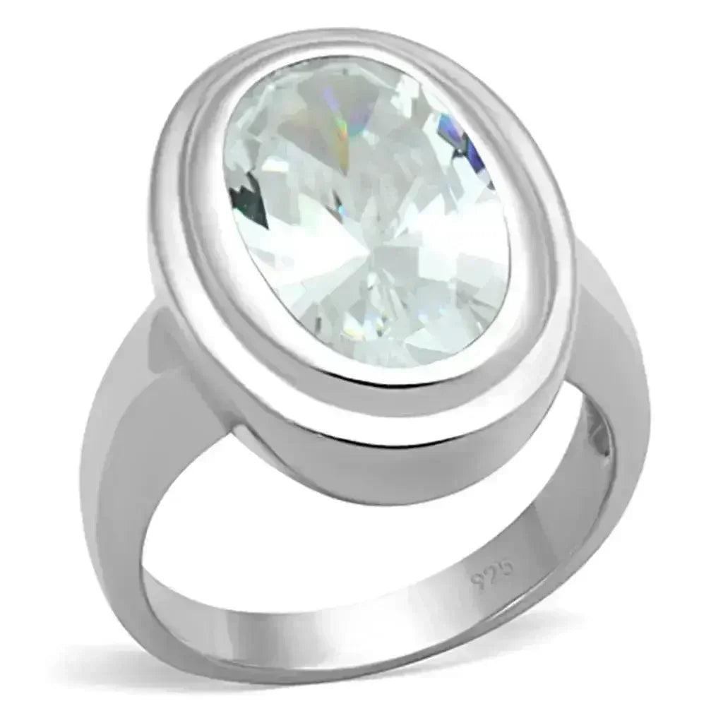 LOS728 - Silver 925 Sterling Silver Ring with AAA Grade CZ in Clear