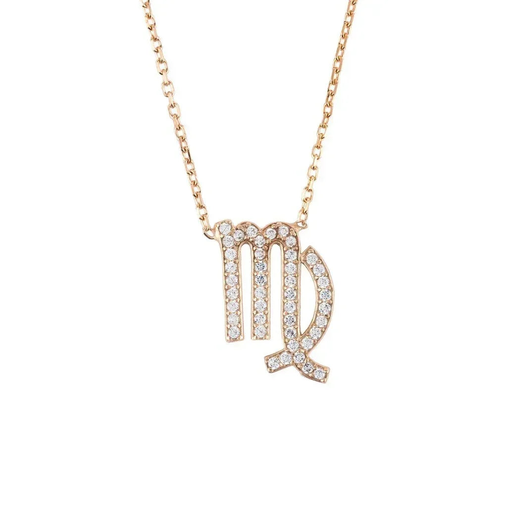 Zodiac Star Sign Pendant Necklace Rose Gold Virgo