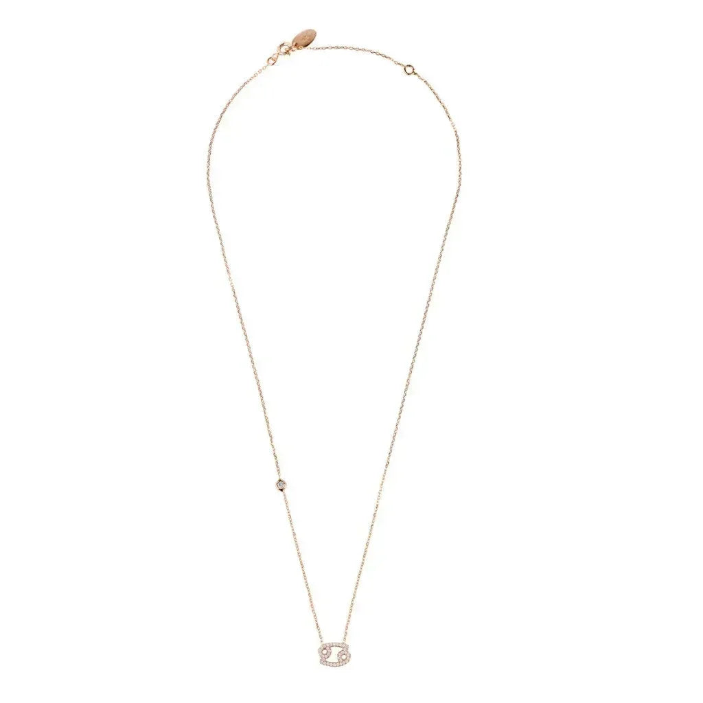 Zodiac Star Sign Pendant Necklace Rose Gold Cancer