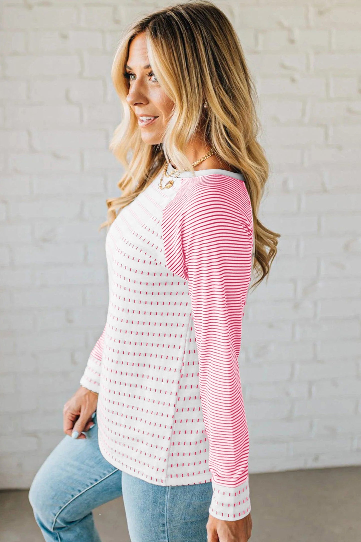 Black Stripe Raglan Patchwork Long Sleeve Tee