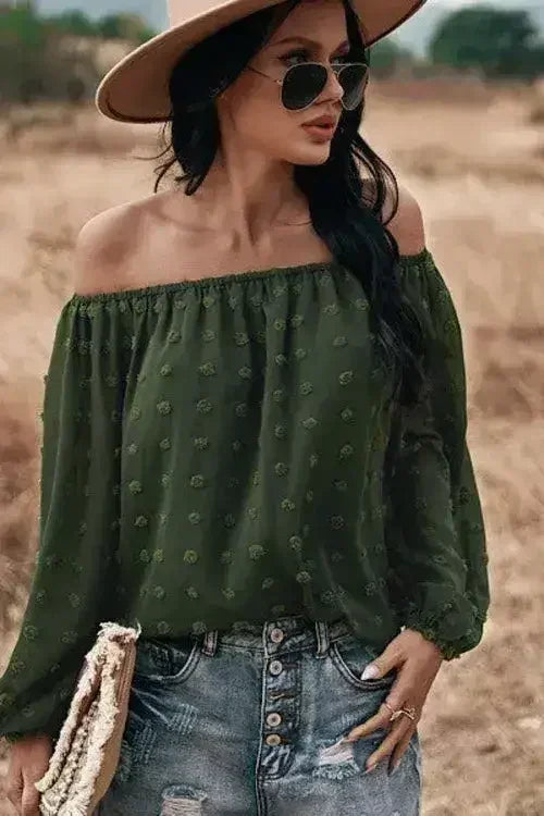 Off shoulder clip dot top for women | Femstylo