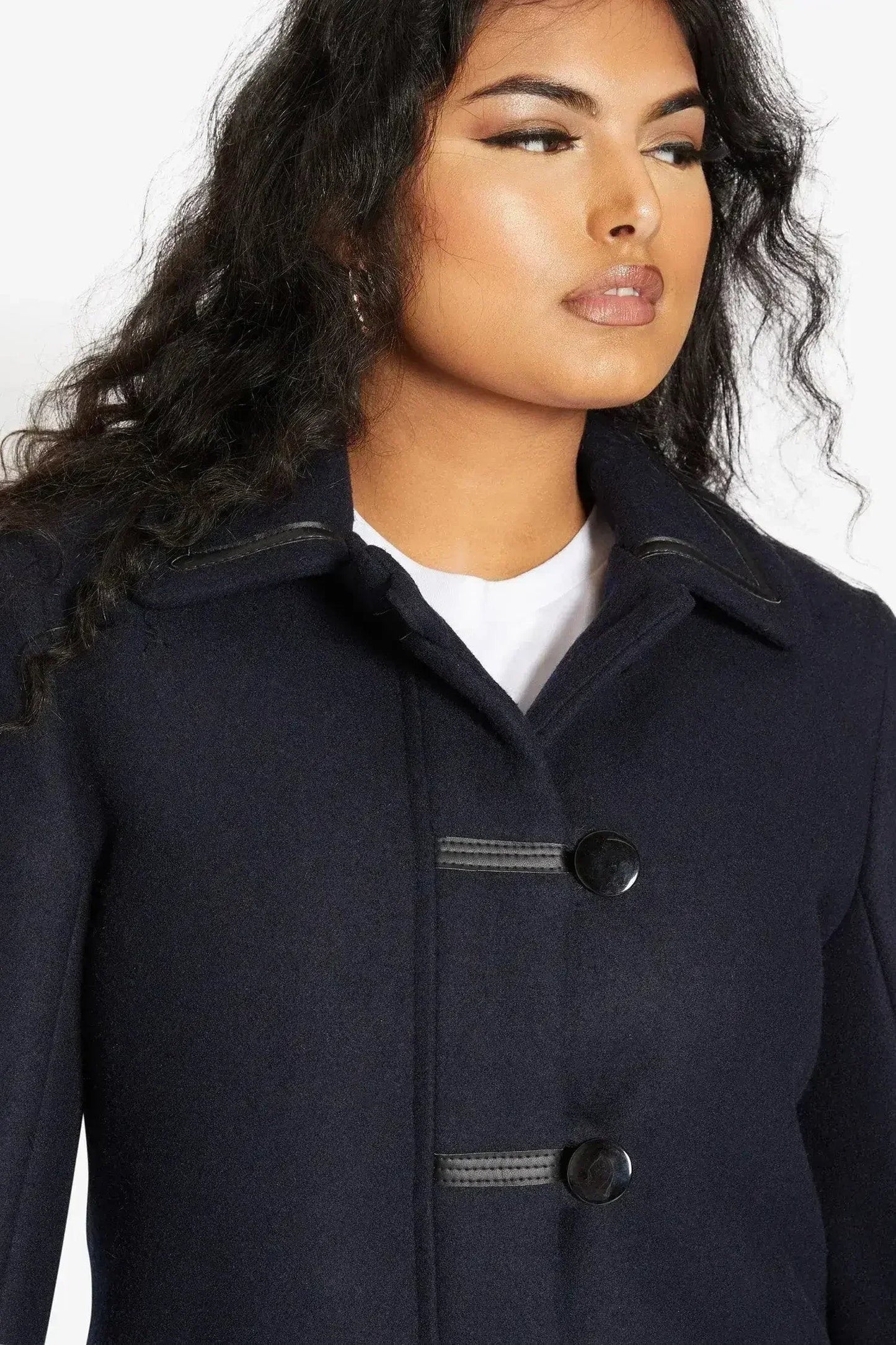 Wool Blend Contrast Trim Coat (1920)