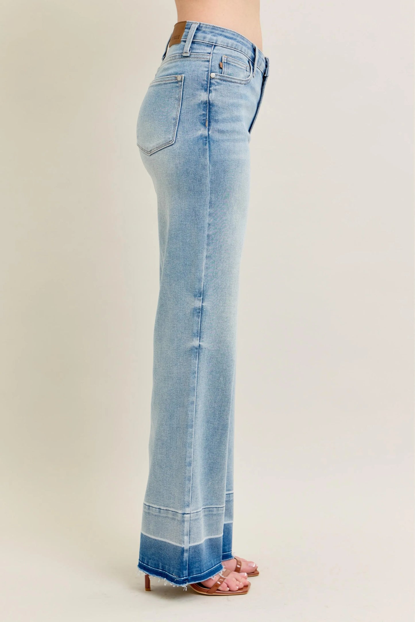 Judy Blue Full Size Mr Release Hem Wide Leg Jeans Plus Size