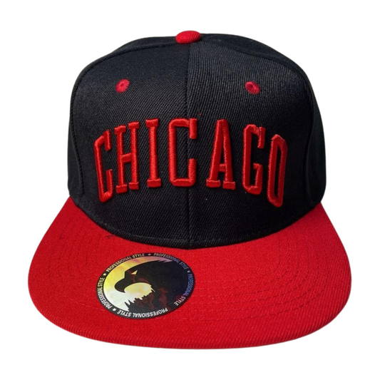 PS-CHICAGO-DZ-CHICAGO EMBROIDERY, FLAT BILL SNAPBACK-$5.50