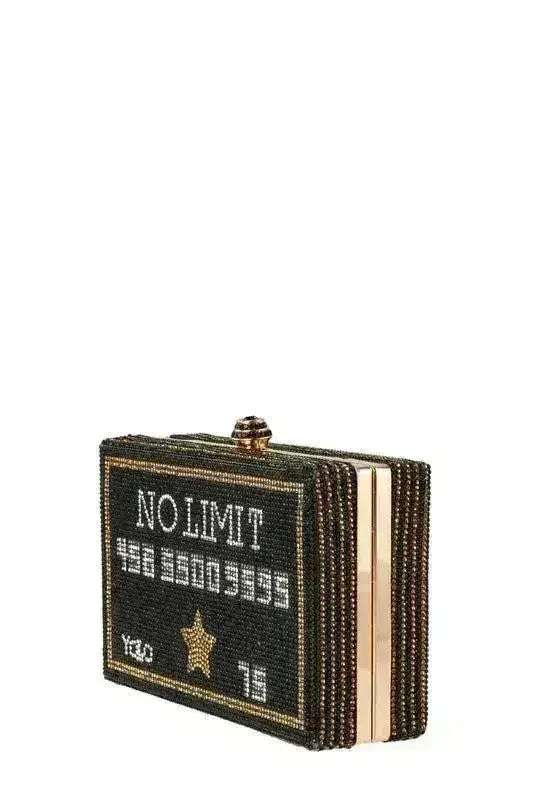 NO LIMIT YOLO Credit Card Rhinestone Clutch