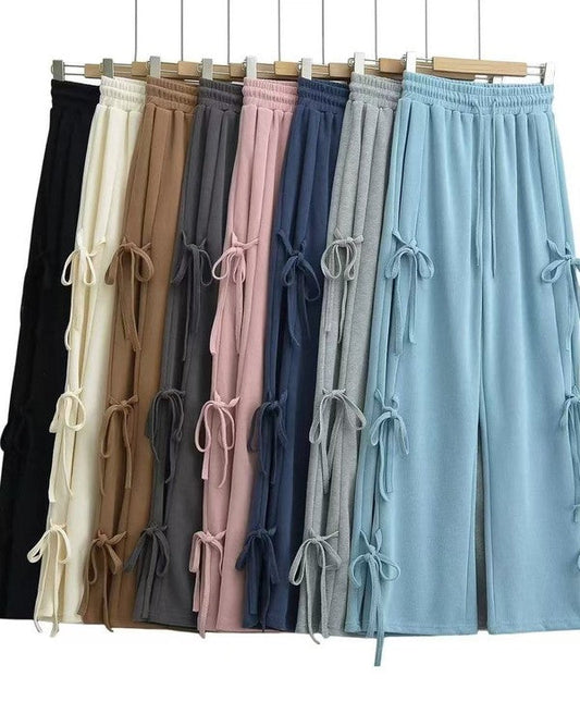 Side tie ribbon bows sweat pants