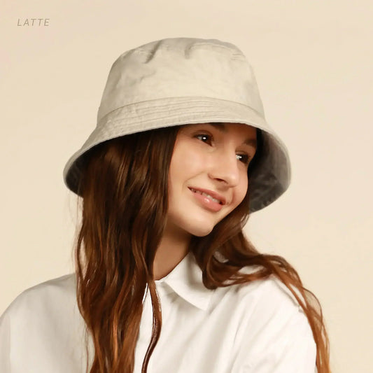 Canvas Bucket Hat - Washed Cotton Moldable Brim - UPF Sun Protection
