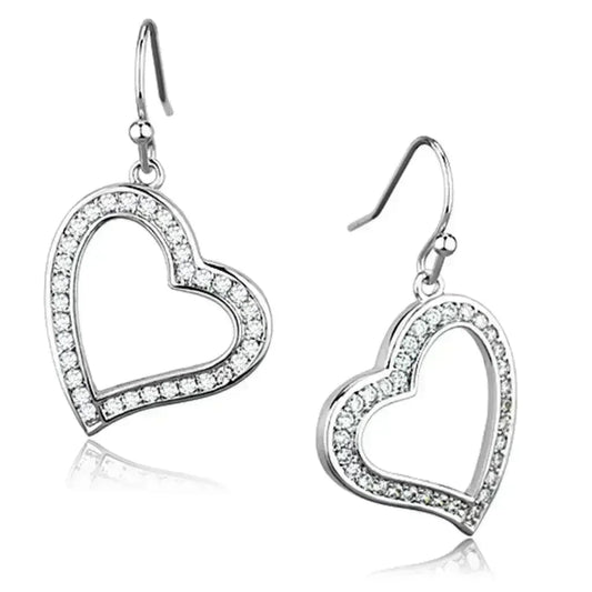 Rhodium Brass CZ Earrings | AAA Grade Clear Cubic Zirconia -femstylo
