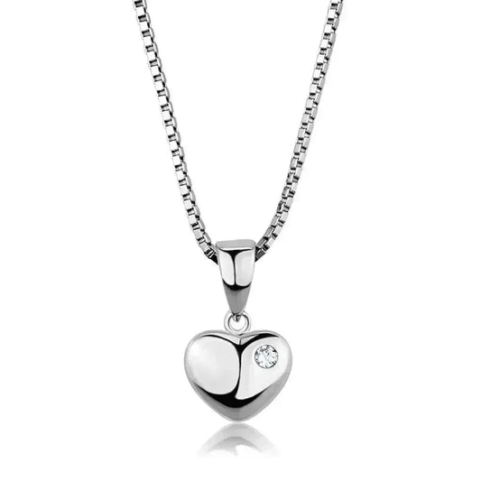 Heart Shaped Brass CZ Pendant - AAA Clear Cubic Zirconia Necklace | Femstylo