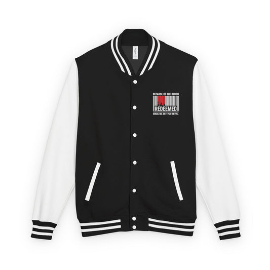 Redeemed Varsity Jacket — Because of the Blood Inspirational Letterman