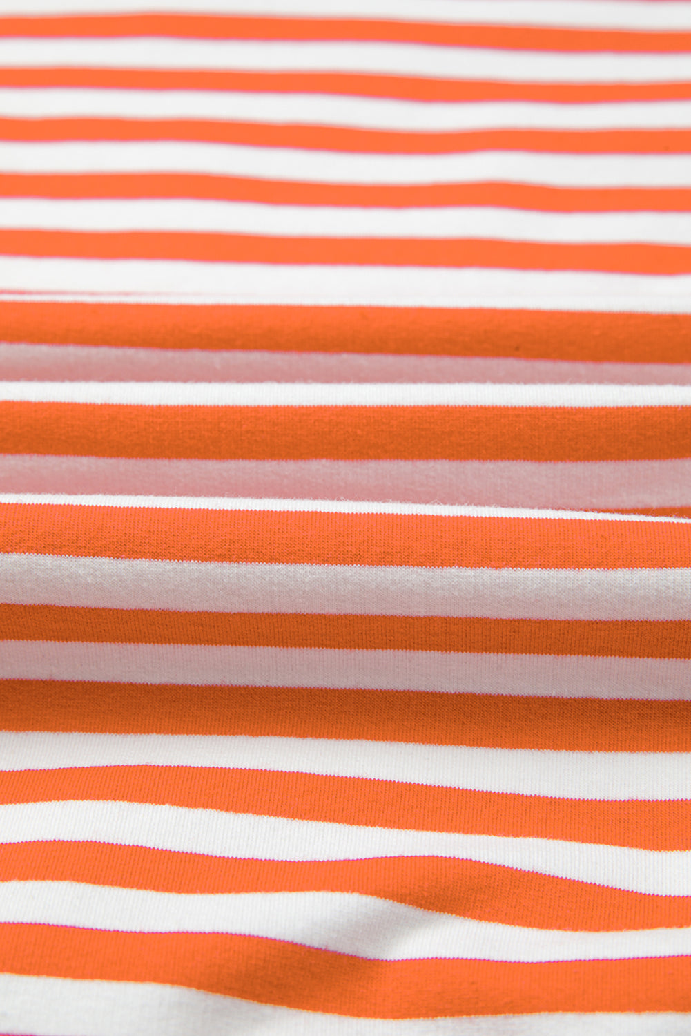 Orange Stripe Exposed Seam Drop Shoulder Casual Pullover Top