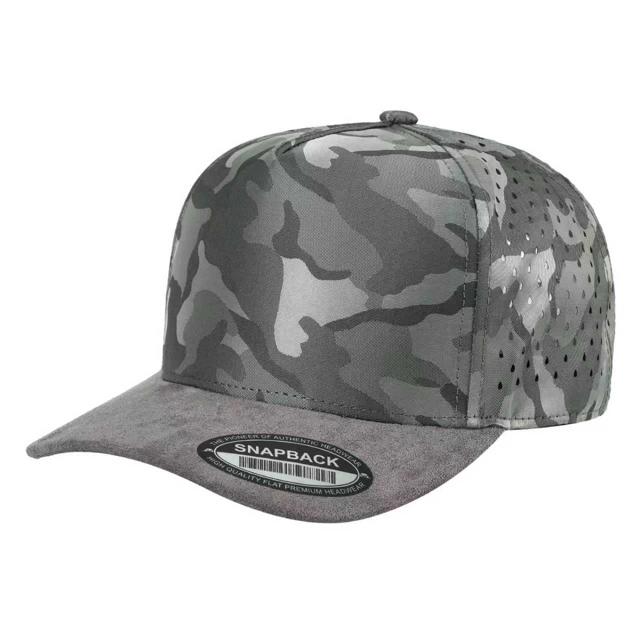 5panel Camo Crown W/ Laser Vented Back and Suede Bill Snapback Tccsl | Burzip Inc