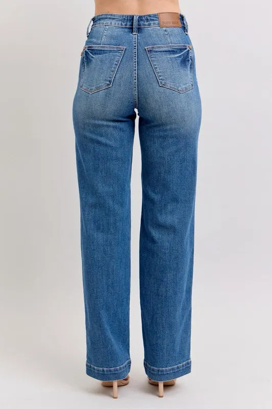 Judy Blue Full Size High Waist Contrast Thread Straight Plus Size