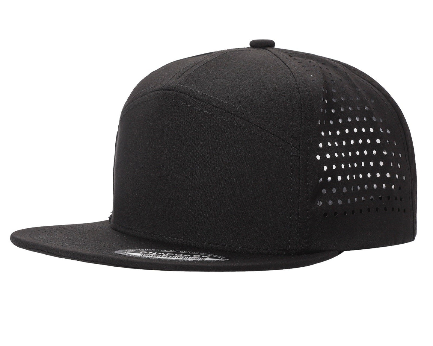 7panel Laser Vented Back Snapback Flatbill Cap 7laser | Burzip Inc