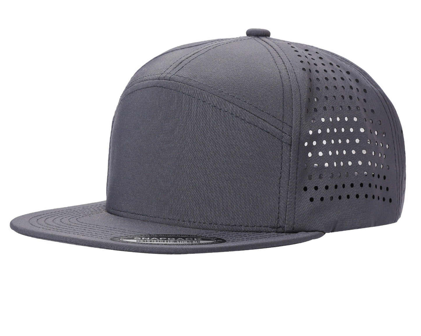 7panel Laser Vented Back Snapback Flatbill Cap 7laser | Burzip Inc