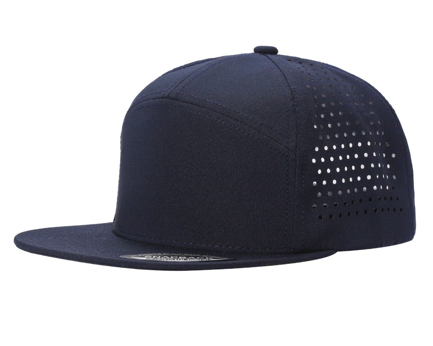7panel Laser Vented Back Snapback Flatbill Cap 7laser | Burzip Inc