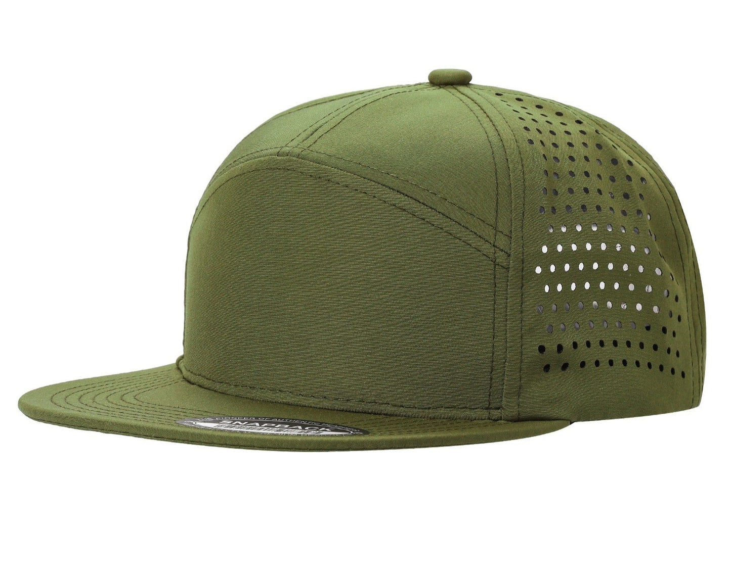 7panel Laser Vented Back Snapback Flatbill Cap 7laser | Burzip Inc