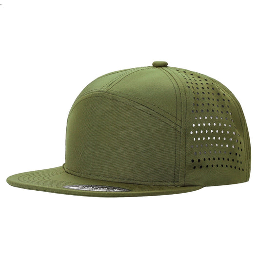 7panel Laser Vented Back Snapback Flatbill Cap 7laser | Burzip Inc