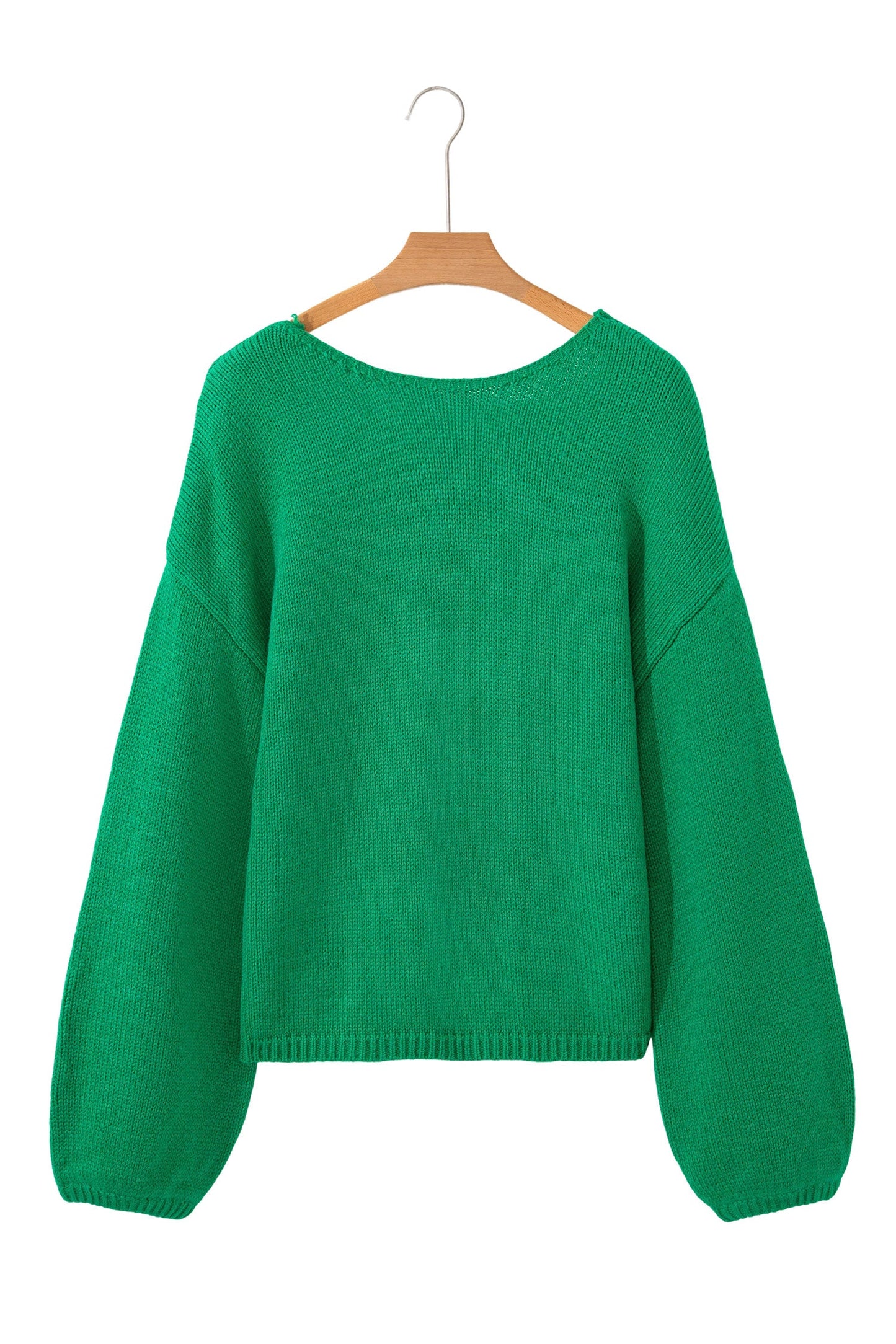 Black Bow Backless Bubble Sleeve Sweater