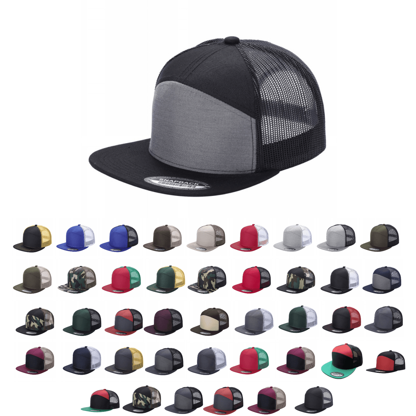 7panel Flatbill Trucker Mesh Snapback Blank Hats 7ftm | Burzip Inc