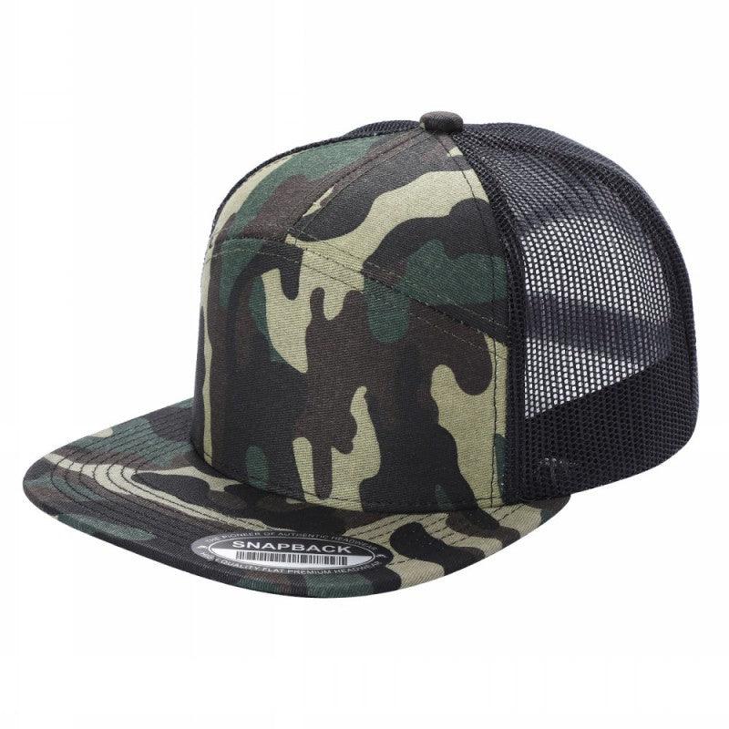 7panel Flatbill Trucker Mesh Snapback Blank Hats 7ftm | Burzip Inc