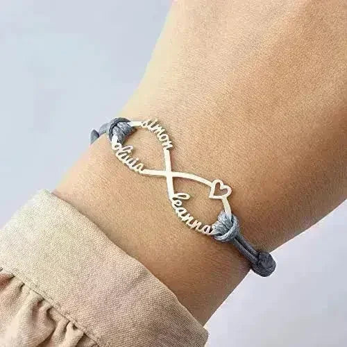 Custom Name Infinity Bracelet | Sterling Silver Mom Jewelry