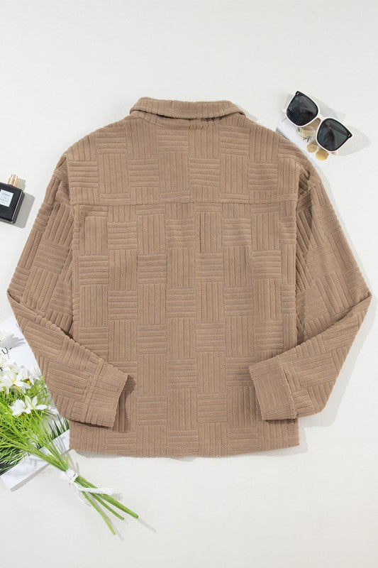 Textured Button-Up Chest Pocket Shacket