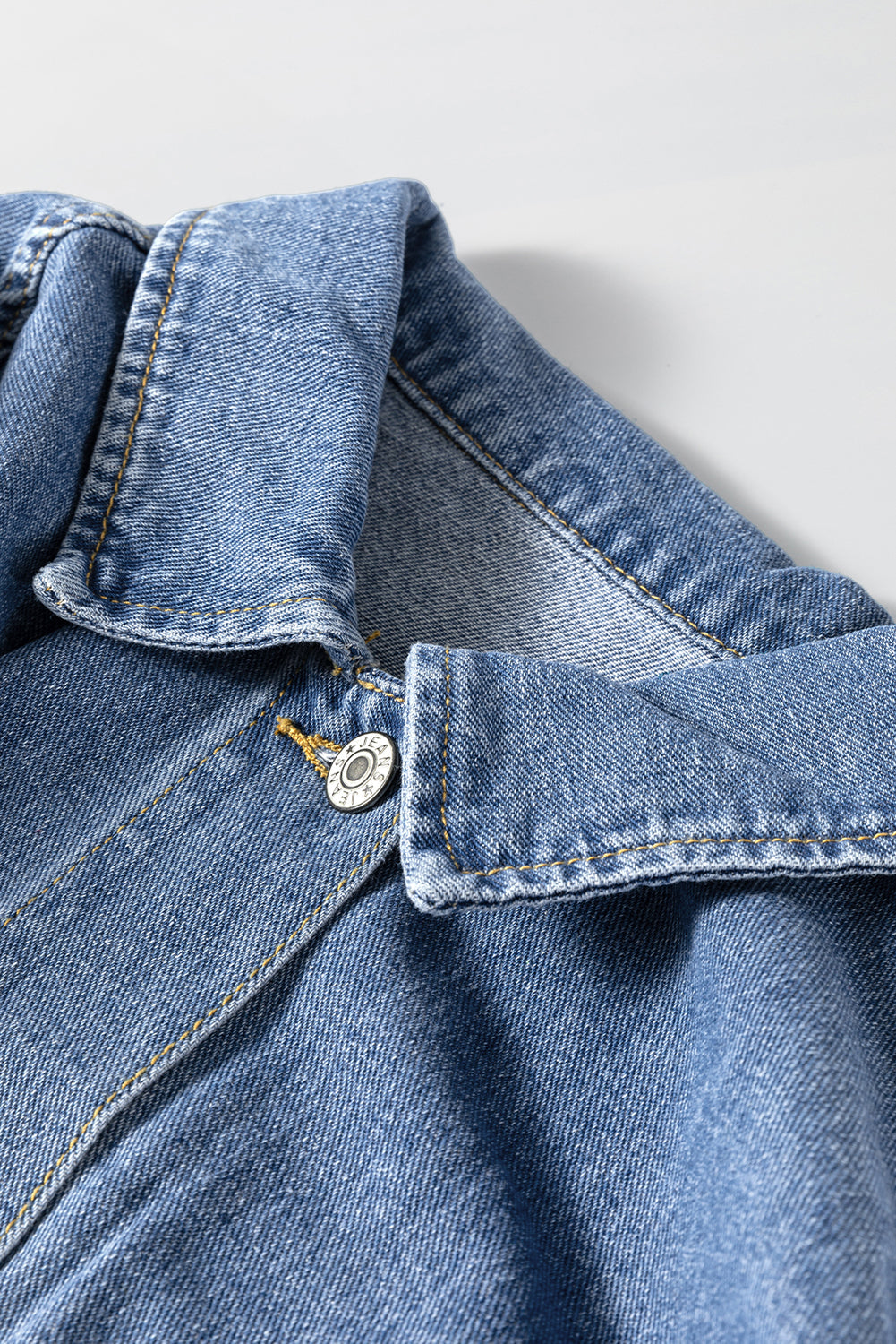 Blue Stripe Washed Oversized Pocketed Denim Jacket