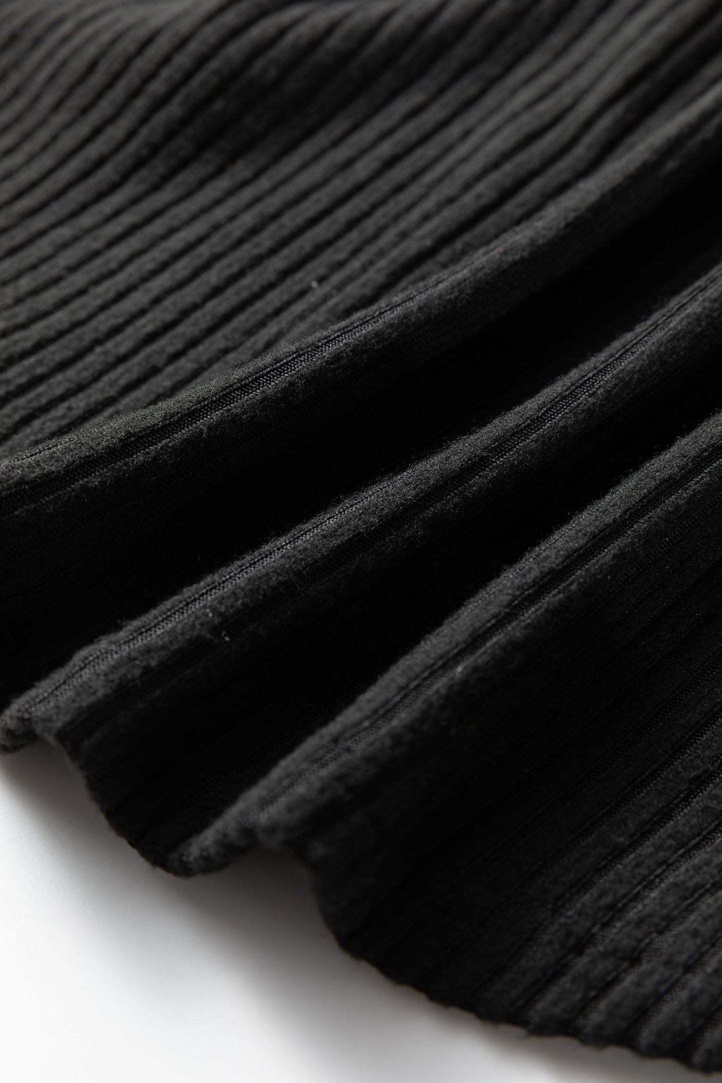 Black Ribbed Notched Neck Knit Long Sleeve Leggings Two Pieces Lounge Set