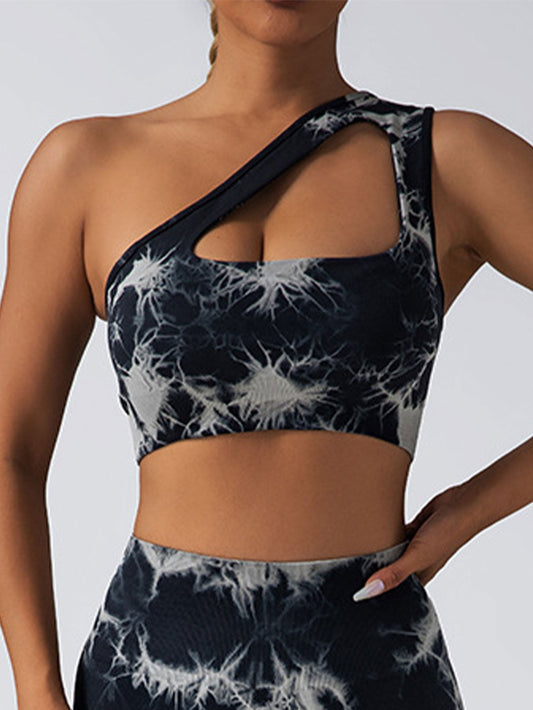 Seamless One-Shoulder Bra & Scrunch Leggings Set - High Waisted Yoga Pants