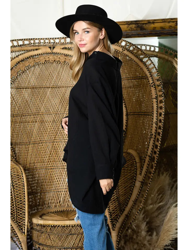 ST0105-1PC-WASHED OVERSIZED BUTTON UP SHIRTS-$25 (DISPLAY SAMPLE)