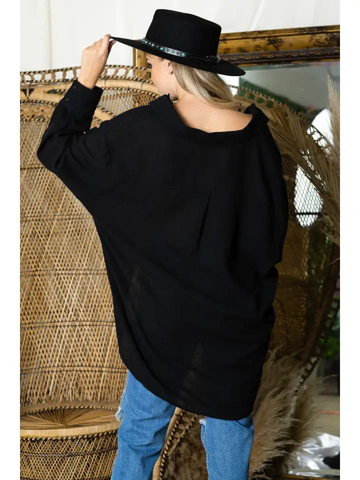 ST0105-1PC-WASHED OVERSIZED BUTTON UP SHIRTS-$25 (DISPLAY SAMPLE)