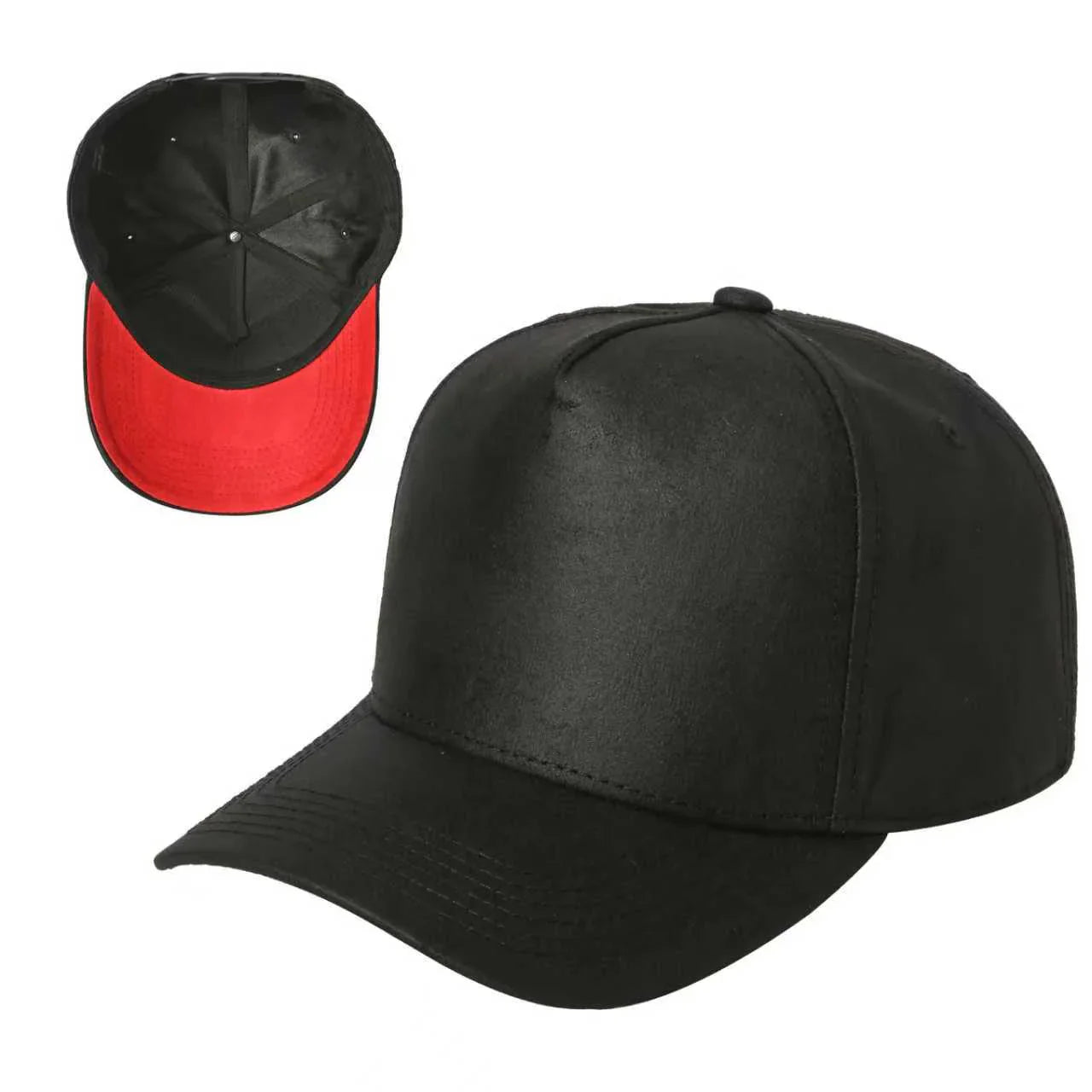 5panel Textured Leather Pu Fabric Snapback Cap 5rs | Burzip Inc