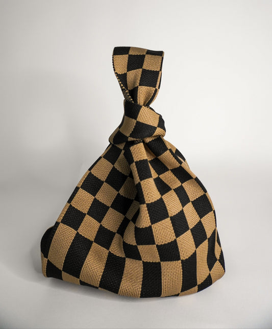 Classic Checkered Brown Handbag