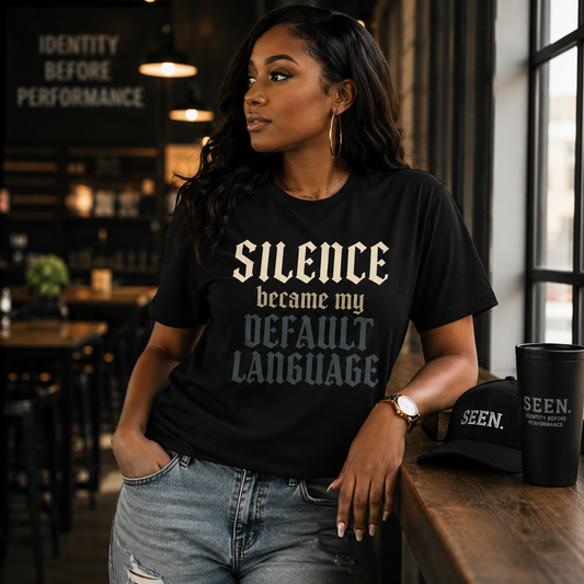 Silence Became My Default Language — Gothic Quote Tee