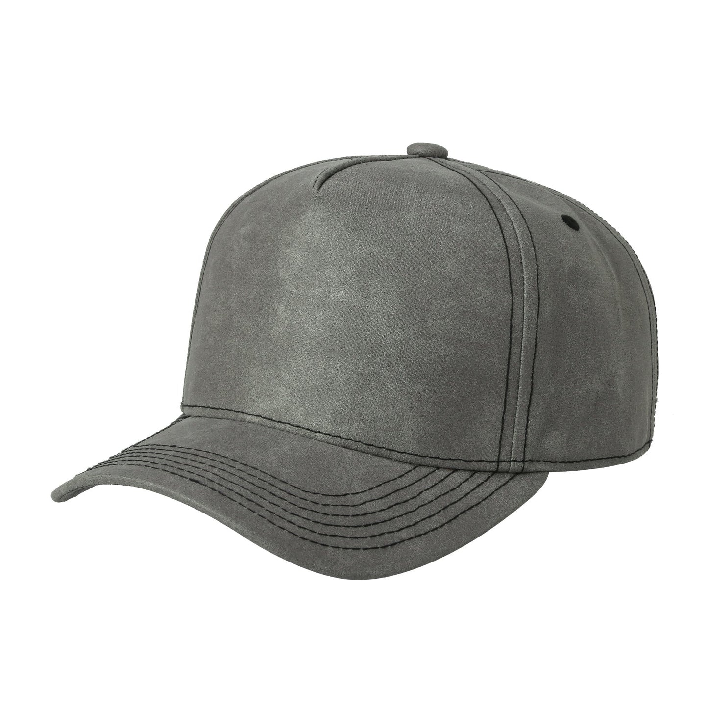 5panel Textured Leather Pu Fabric Snapback Cap 5rs | Burzip Inc