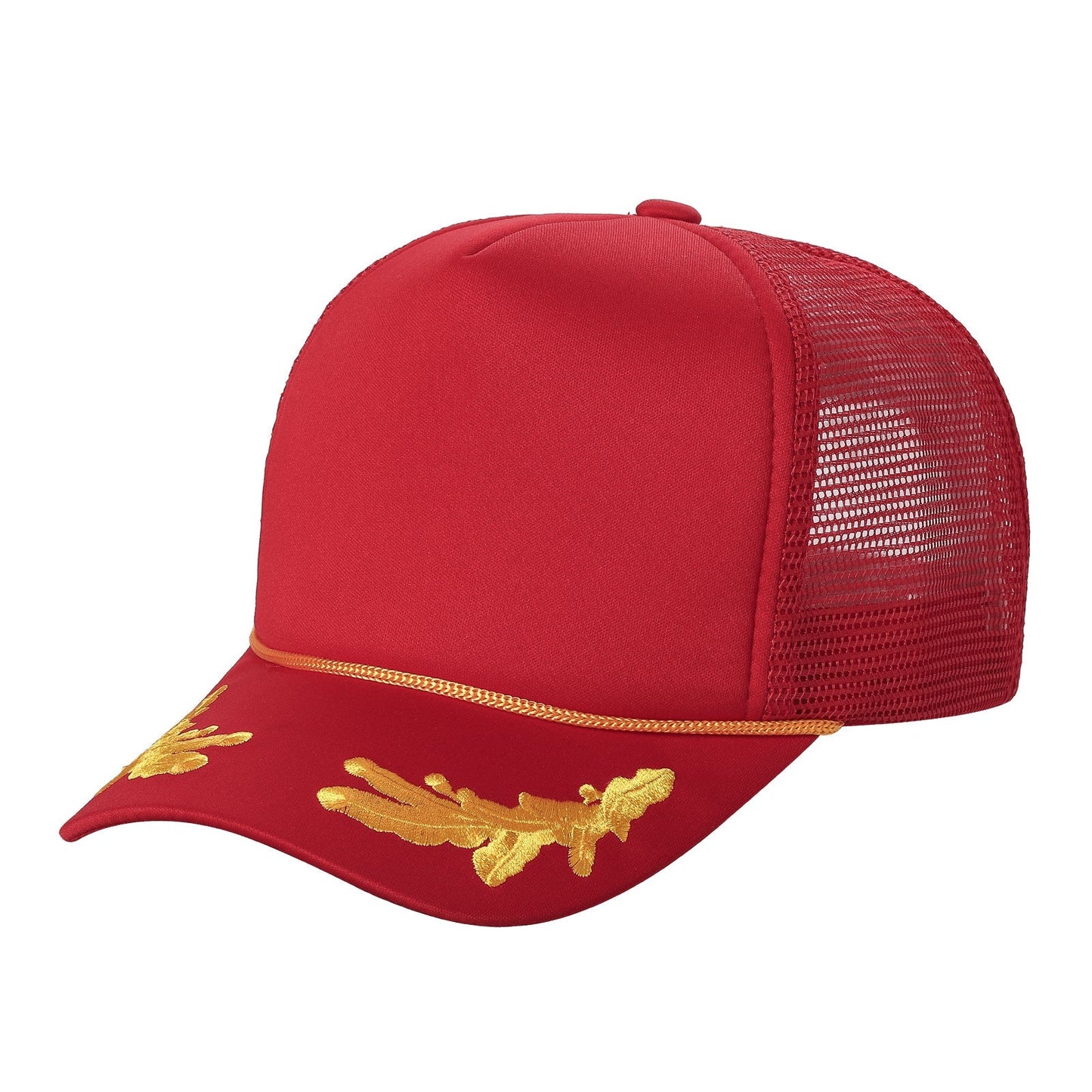 Sponge Foam-DZ-Trucker mesh 5Panel with Captain Embroidery on Bill  (WHOLESALE)