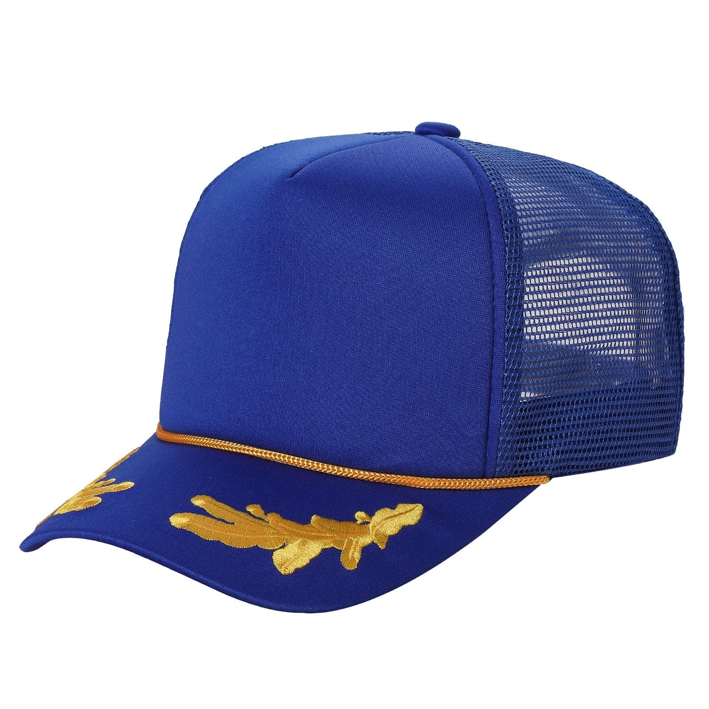 Sponge Foam-DZ-Trucker mesh 5Panel with Captain Embroidery on Bill  (WHOLESALE)