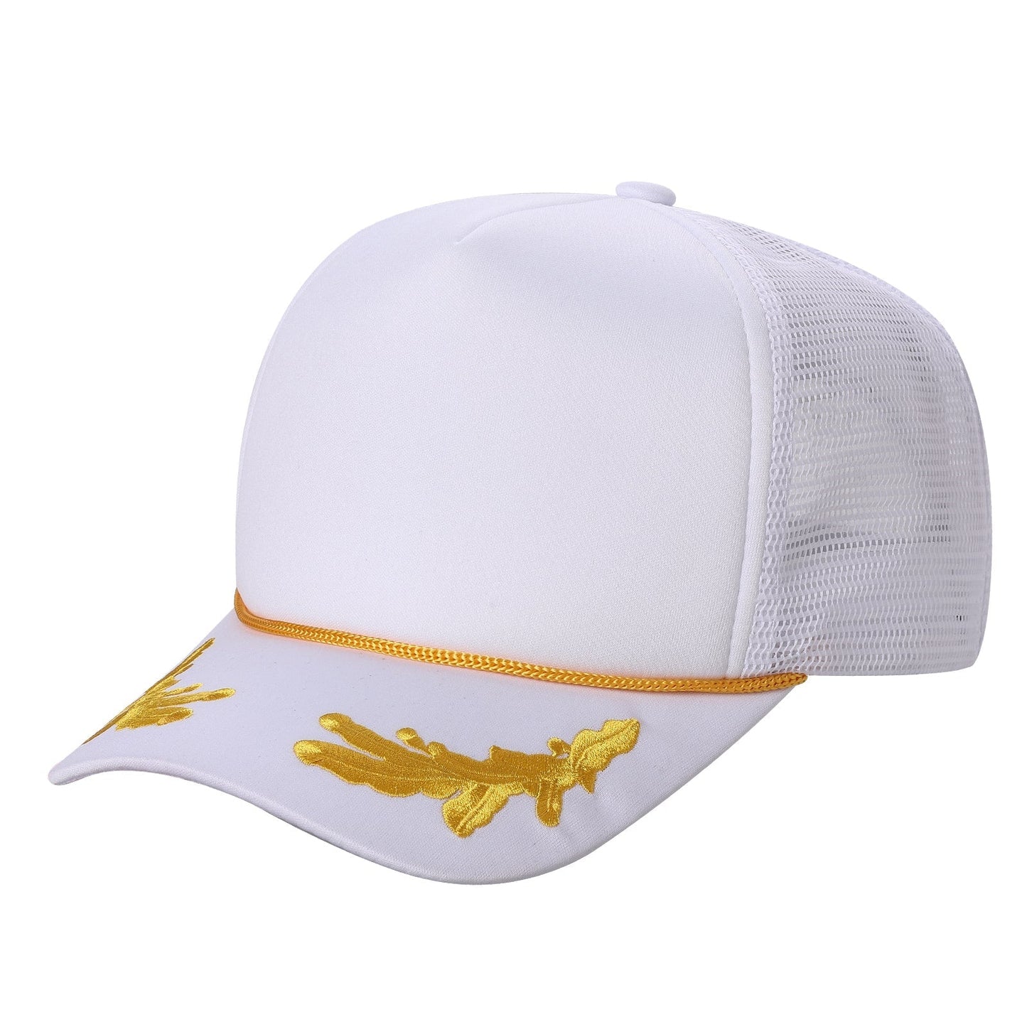 Sponge Foam-DZ-Trucker mesh 5Panel with Captain Embroidery on Bill  (WHOLESALE)