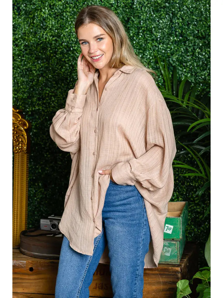 ST0105-1PC-WASHED OVERSIZED BUTTON UP SHIRTS-$25 (DISPLAY SAMPLE)