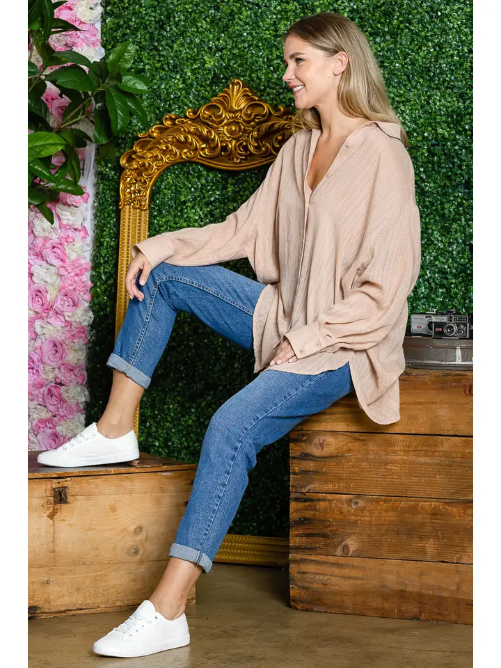 ST0105-1PC-WASHED OVERSIZED BUTTON UP SHIRTS-$25 (DISPLAY SAMPLE)