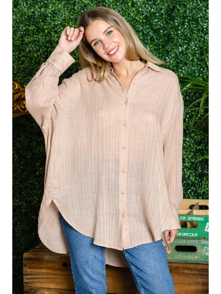 ST0105-1PC-WASHED OVERSIZED BUTTON UP SHIRTS-$25 (DISPLAY SAMPLE)