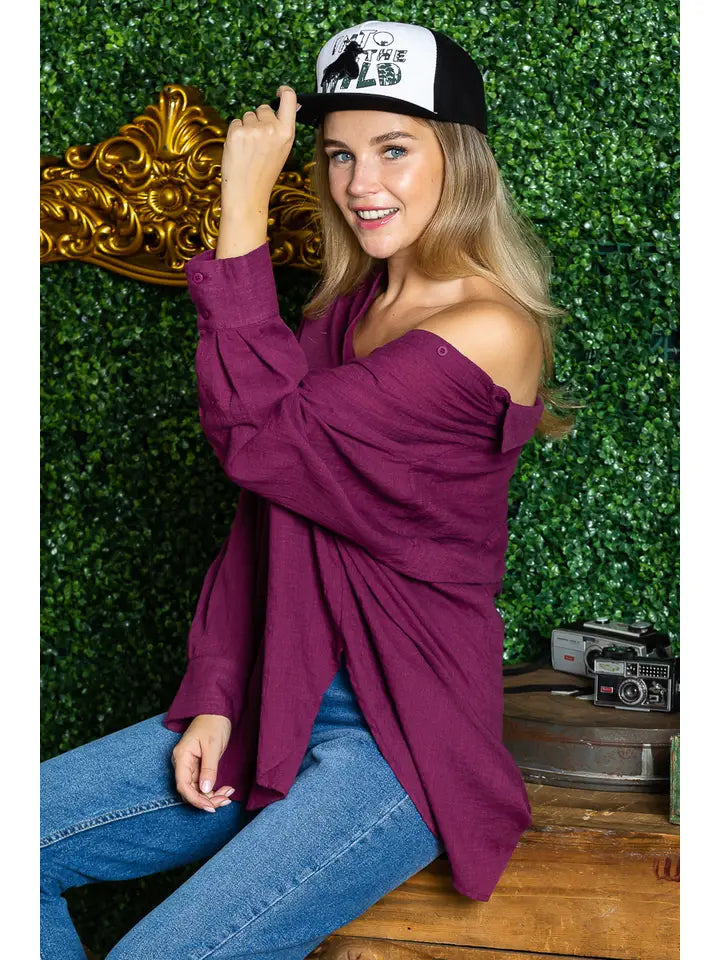 ST0105-1PC-WASHED OVERSIZED BUTTON UP SHIRTS-$25 (DISPLAY SAMPLE)