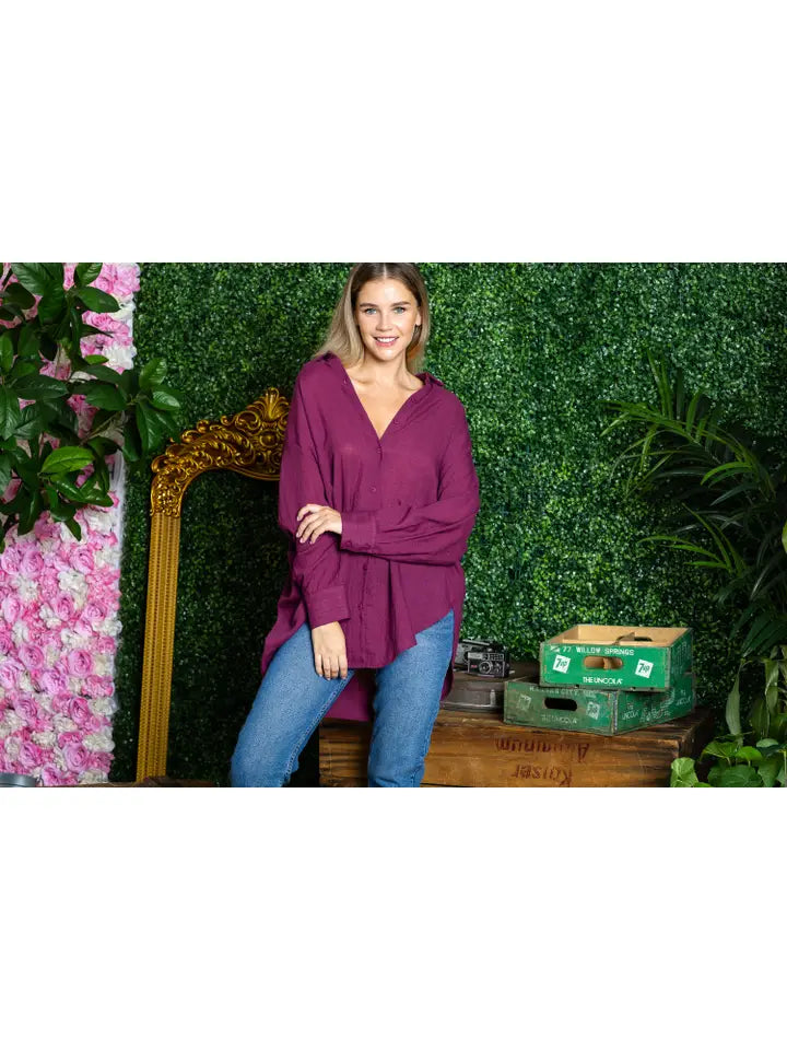 ST0105-1PC-WASHED OVERSIZED BUTTON UP SHIRTS-$25 (DISPLAY SAMPLE)