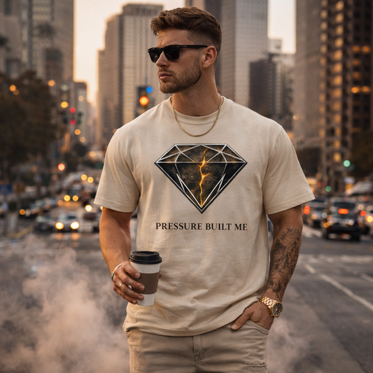 Pressure Built Me Diamond Tee – Luxury Streetwear Resilience Graphic Shirt