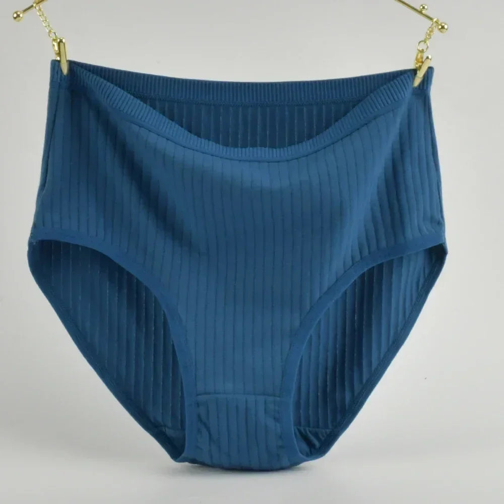 Soft High Waist Cotton Panties Underwear For Women Breathable Plus Size Woman Briefs Female Lingerie Underpants Panty Striped
