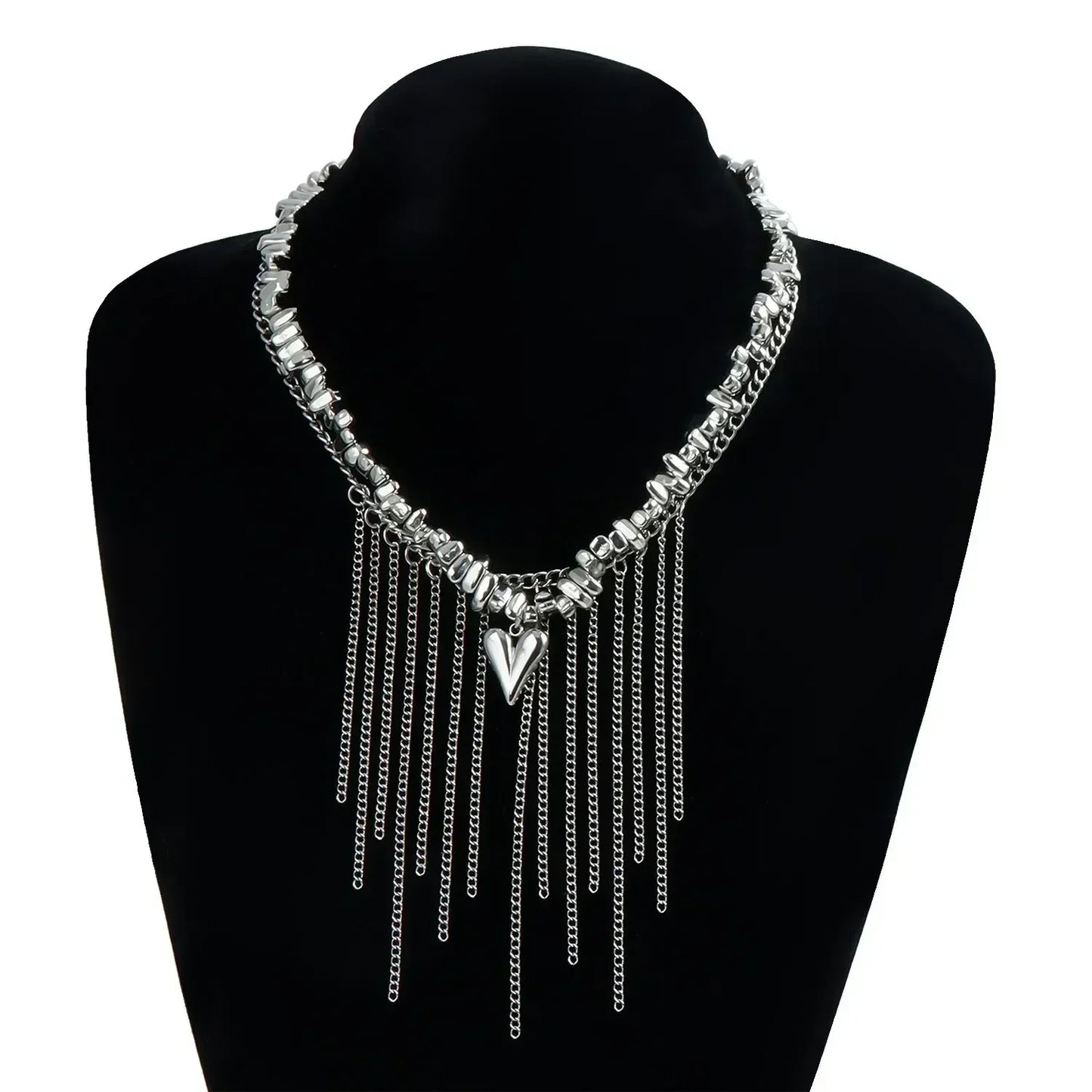 Fashion Heart Beaded Necklace for Women Boho Elegant Irregular Crystal Chain Y2K Choker Exquisite Party Gift Jewelry Accessories